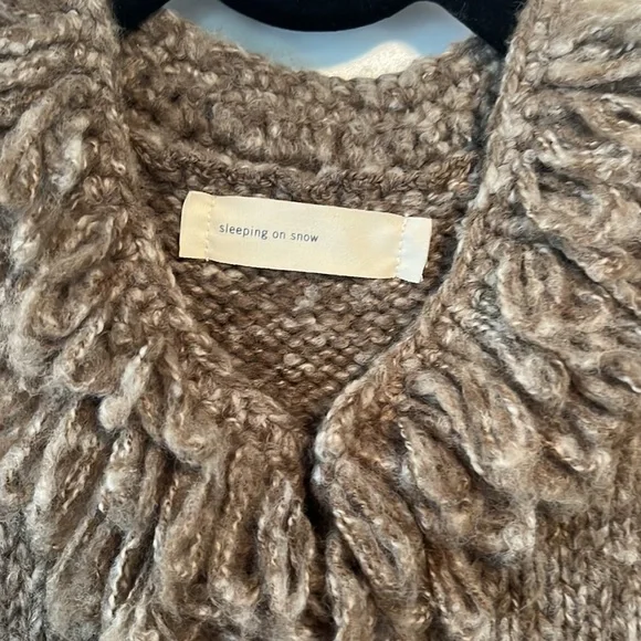 Anthropologie Sleeping on Snow Brown sweater vest, small, fringe detail - Picture 2 of 5